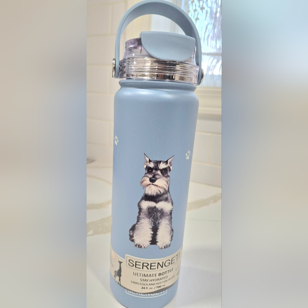 Schnauzer  Serengeti Blue Water Bottle